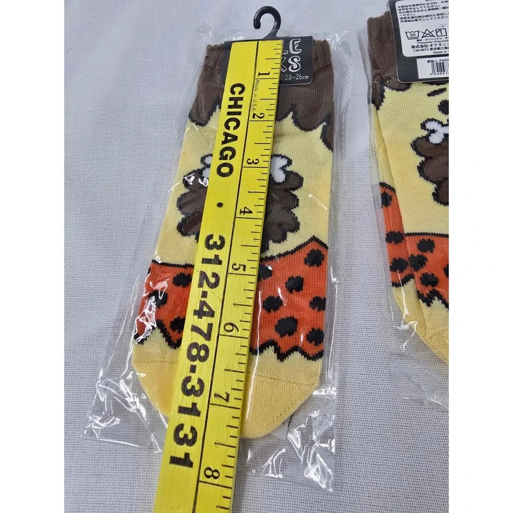 2 Pairs Caveman Novelty Ankle Socks Yellow Orange Prehistoric Bone Beard 23-26cm